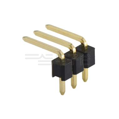 Pitch 2.54mm 90° 单排 DIP 单塑排针 弯平面 PC :6.0MM 03Pin 黑色 镀全金G/F